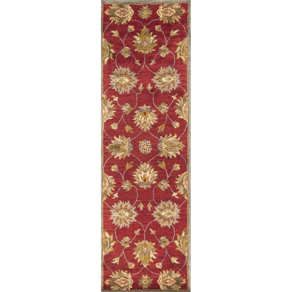 Homeroots 2 ft. 3 in. x 7 ft. 6 in. Runner Wool Red Area Rug 352311 - main